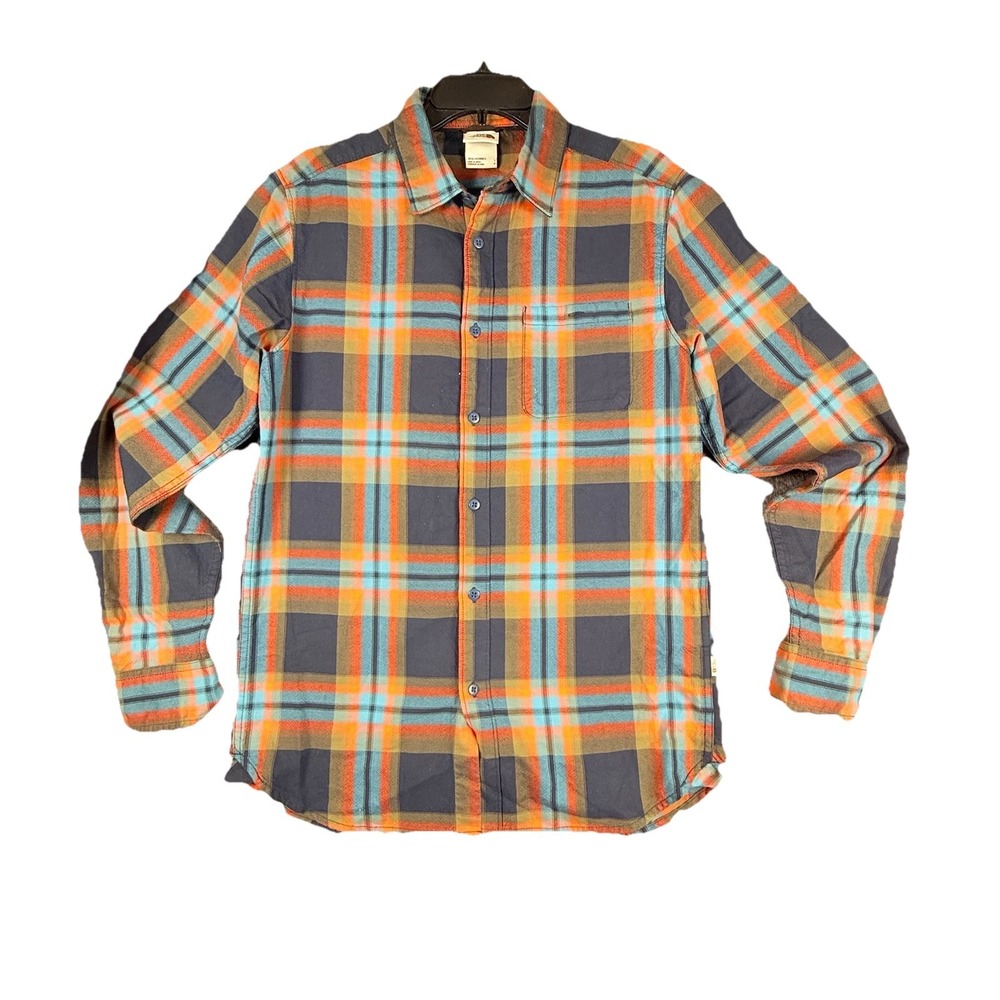 The North Face Flannel Shirt Mens S‎ Orange Plaid  Pockets Fall